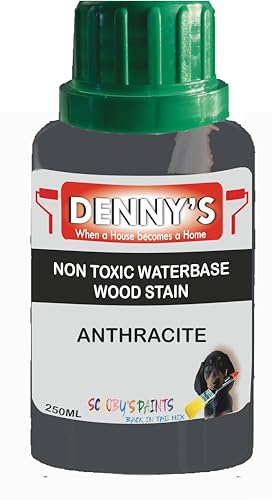 Wood Stain Water Based | 12 Colours | Interior Furniture Stain | Light & Dark Stains | Eco-Friendly & Non-Toxic Wood Dye Paint | Easy Application | Quick Dry & Low Odour (Anthracite 250ml)