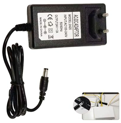 DC24V 2A Adapter AC 100 V-240 V zu DC 24 V Konverter, Netzteil mit 5,5mm Stecker, Universell einsetzbar mit Kurzschlussschutz,für LED-Leuchten, CCTV-Kameras und weitere Elektronikgeräte