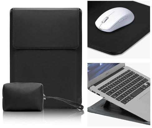 CiimWaa 13,3-14 Zoll Laptoptasche Hülle mit Ständerfunktion, Schwarz | Dünn Laptophülle für MacBook Neo (A18 Pro)/MacBook Air/MacBook Pro (M5-M1, 2026-2020)/Surface Laptop, Laptop Sleeve PU Leder