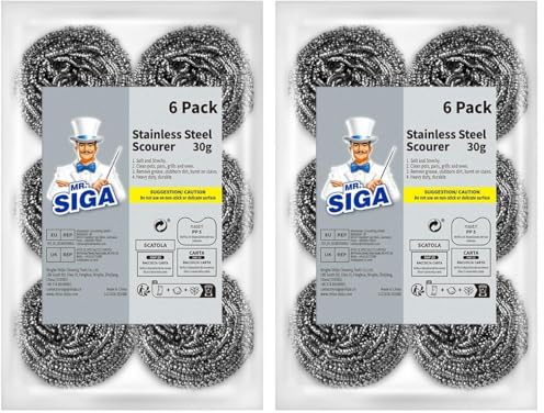 MR.SIGA Edelstahl-Scheuerschwamm, 6er-Pack, 30 g (Packung mit 2)