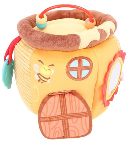 Jiawu Jouets en Peluche en Pot de Miel, Conception Réaliste, Matériau Doux et Sûr pour 6 Mois, Animaux en Peluche pour Nourrissons avec Caractéristiques Sensorielles pour Les Tout-Petits
