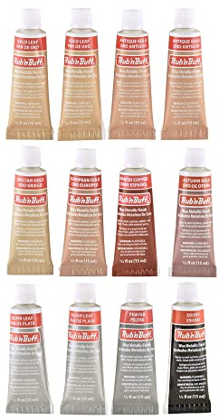 AMACO Rub 'n Buff Metallic Finishes Sampler Set, 12 colors (76345E)