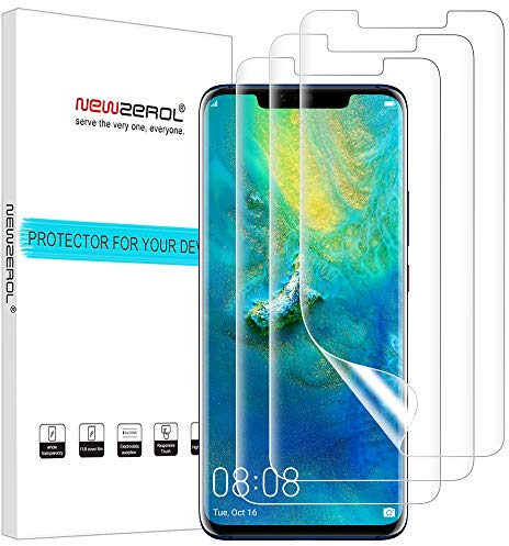 NEWZEROL 3 stück Ersatz für Huawei Mate 20 Pro/Mate 20 RS Schutzfolie (Premium-Qualität)[ Support Fingerprint ID] Displayschutzfolie Anti-Bubble TPU[volle Abdeckung]-CLAR