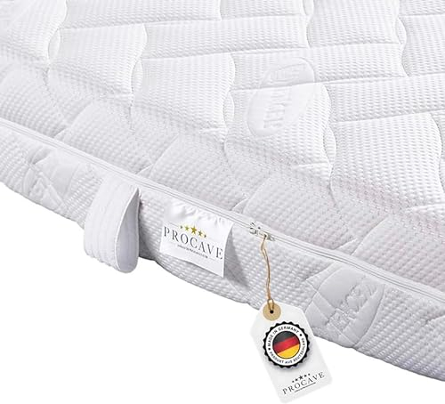 PROCAVE Lyocell Matratzenbezug versteppt, mit 4-Seiten Reißverschluss und 4 Handgriffen, 100% aus Deutschland in 180x200 cm für Matratzen-Höhe 28cm