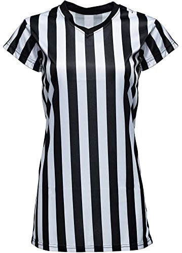 Murray Sporting Goods Schiedsrichterhemd für Damen, V-Ausschnitt, offizielles Trikot, Halloween-Kostüm, Kellnerin-Uniform, Schwarz und Weiß, X-Groß