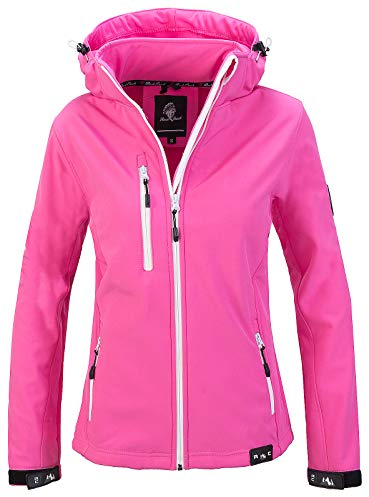 Rock Creek Damen Softshell Jacke Windbreaker Regenjacke Übergangsjacke Softshelljacke Damenjacke Regenmantel Outdoorjacke Kapuze D-412 Rosa XXL