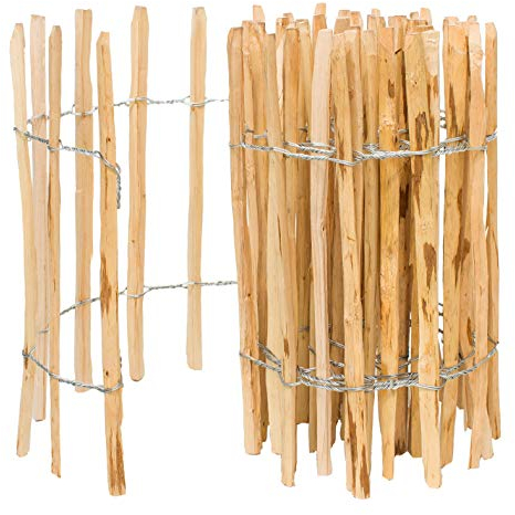 BOGATECO Staketenzaun Haselnuss Kastanie | Holz-Zaun 50 cm Hoch & 500 cm Lang | Lattennabstand 7-8 cm | Perfekt als Gartenzaun | Zaun Garten Steckzaun Holzzaun | Langlebige