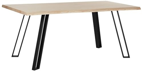 Beliani Esstisch Heller Holzfarbton/schwarz 180 x 90 cm MDF-Platte minimalistisch Graham