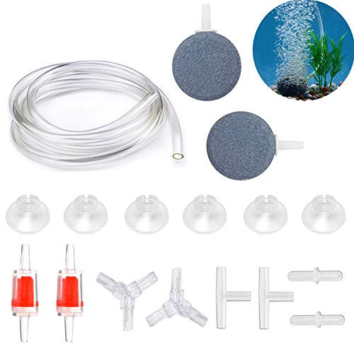 DeKago Transparenter Luftschlauch für Aquarien, Standard-Luftpumpe, Zubehör-Set mit Rückschlagventilen, Luftsteinen, Saugnäpfen und Anschlüssen für alle Aquarien