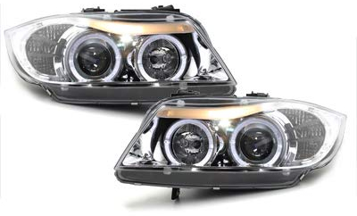 Scheinwerfer für BMW E90/E91 3er Angel Eyes chrom 03.2005-08.2008