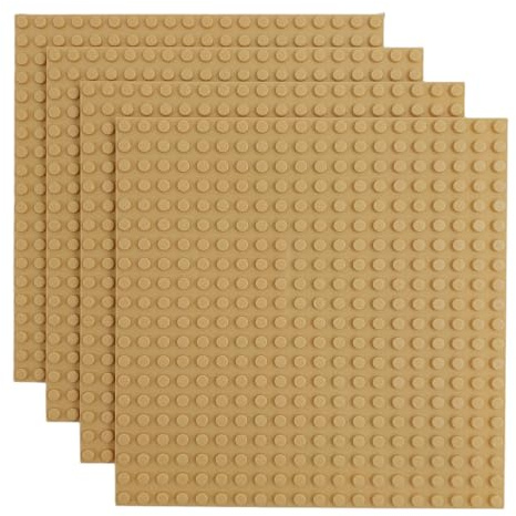 Q-Bricks Classic Bauplatten 20x20 Noppen, 4 Stück, Sandgelb | Grundplatten 16×16 cm aus ABS-Kunststoff, kompatibel mit gängigen Klemmbausteinen, hergestellt in der EU.