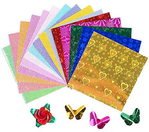 50 glänzendes Origami, Origami Handwerk Blätter Laser Origami Papier 10 x 10 cm