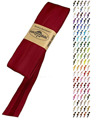 Sandras-Bastelladen Schrägband/Einfassband Baumwolle Uni gefalzt 5m x 20mm 751-Rotbraun