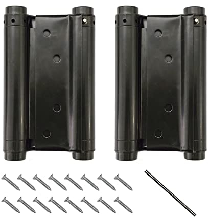 Paire de charnières de porte à ressort double action en acier inoxydable noir mat de 12,7 cm, quincaillerie de portails