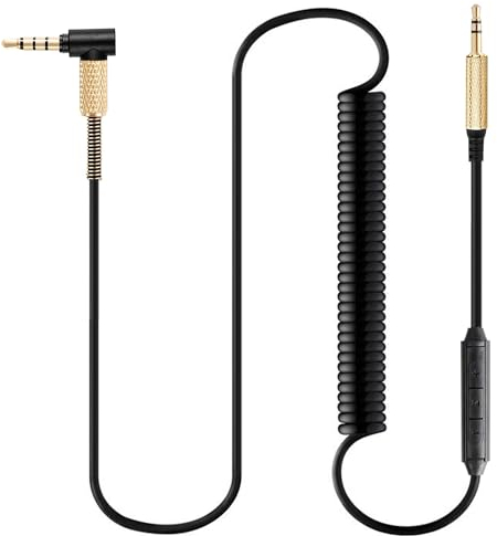 FAAEAL QC45 Coiled Audio Cable Replacement for Bose QC35 QC25 NC700 JBL E45BT E55BT E65BTNC 750NC Headphones, 2.5mm to 3.5mm(1/8”) in-line Mic Control Extension Aux Cord 8ft