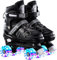 Sumeber Rollschuhe Kinder Inliners Roller Skates Roller Blades 4 Räder Flash Kinder Inline Skates für Anfänger Outdoor/Indoor Verstellbar Rollschuhe Kinder Geburtstagsgeschenk (Schwarz, M)