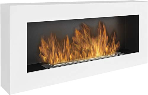 Biokamin Box 90x40 cm. Bio-ethanolkamin 900x400 mm weiß matt, wandkamin EIN kastenförmiger Bio Kamin zum Aufhängen an der Wand. Wängender bioethanol Kamin ohne Glas.