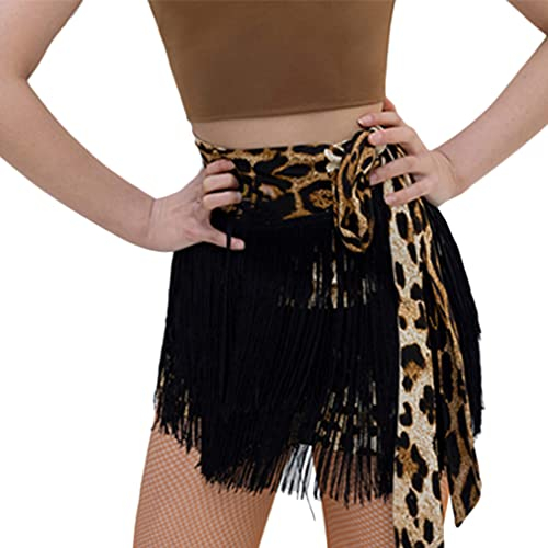 SEAUR Latein Tanzrock Damen Bauchtanz Hüfttuch Fransen Rock Ballsaal Rumba Cha Cha Samba Tanzkleid Schwarz