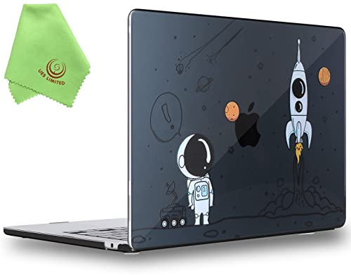 UESWILL Compatibile con MacBook Air 13 M4 M3 M2 2022-2025 modello A3240 A3113 A2681 con display Retina liquido da 13,6 pollici Touch ID, custodia rigida con motivo + panno in microfibra, astronauta A