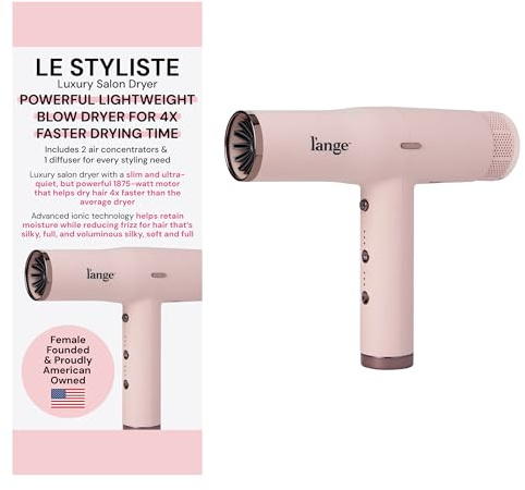 L'ANGE HAIR Le Styliste Hair Dryer | Quiet Brushless Blow Dryer with Diffuser | 1875 Watts for 4X Faster Drying | Hairdryer with 3 Heat & Speed Settings | Best Hair Dryers for Blowouts
