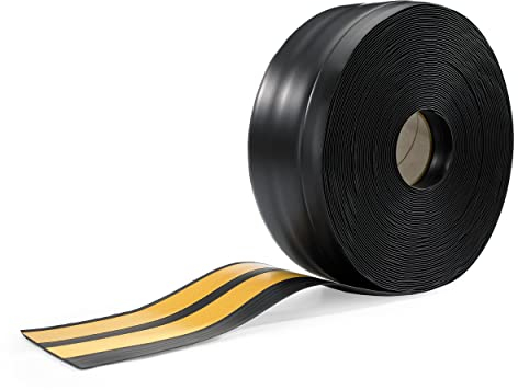 Quest Weichsockelleiste Selbstklebend, Abschlussleiste Breit - 70 mm x 20 mm - Sockelleiste PVC, Flexible Knickleiste für Wand, Boden - Dekorativ, UV-Beständig - 20 Meter, Schwarz
