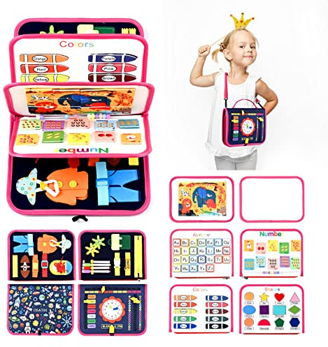 VISATOR Busy Board Montessori Toys For Toddlers Sensory Toys Gifts For 3 4 5 6 7 8 Year Old Girls Boys Preschool Educational Learning Toys Activity Board For Fine Motor Skills Kids Airplane Car