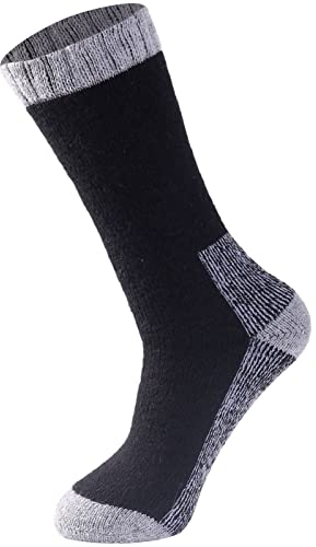 COSHAL® 1 Merino Wool Men's Heavy Duty Socks Comfortable thick for winter warm breathable outdoor walking hiking trekking sport quality thermal cushioned 2.4 TOG UK Size 6-11 Black