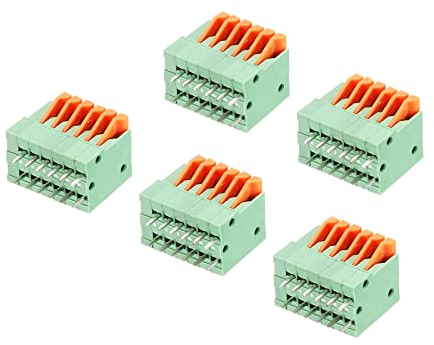 sourcing map 5 Packungen PCB Federklemme Blockanschluss KF141V 150V 2A 2.54mm 6 Positionen für Leiterplatten Elektronik Computer
