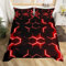 Loussiesd Red and Black Print Duvet Cover Double Size Boys Hexagonal Bedding Set Kids Teens Neon Glitter Honeycomb Decor Comforter Cover Beehive Simplistic Geometric Bed Set 3 Pcs