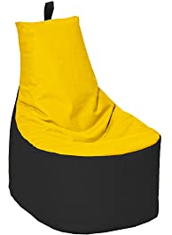 MILLINDABAG Modern Sitzsack für Kinder und Erwachsene Sessel Kissen In & Outdoor Gaminggeignet & bereits gefüllt Sitzkissen Bodenkissen (Schwarz - Gelb, XL - Durchmesser 65 cm ohne Hocker)
