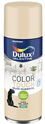 Dulux Valentine Peinture Intérieure et Extérieure Aérosol Color Touch - Pour bois, plastique, PVC, carton, papier - Ivoire Satin - 400ml