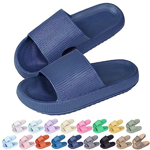 Hoomall Pantoufles Claquettes Femmes Hommes Ultra Doux Claquettes de Douche Antidérapante Confortable Chaussons Chaussures de Maison Piscine Plage Intérieur Slides Eté(Bleu marine,44/45 EU)
