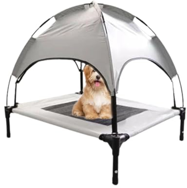 Hundeliege Outdoor mit Dach, Erhöhtes Hundebett mit Dach, Hundeliegeplatz Hunde Strandkorb Sonnenliege, Outdoor Liege für Große Hunde Bis 30Kg/ 40Kg/50Kg/60Kg, Haustierbett für Indoor & Outdoor ( Colo