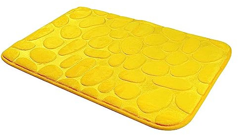 Hiseng Memory Foam Matte, Waschbar Anti-Rutsch Badematte, Super Wasserabsorbierende Weiche FußMatte Memoryschaum Badeteppiche, Leicht Zu Reinigen Badvorleger (40x60cm,3D Gelb)