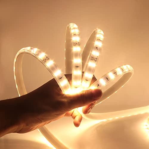 HEGEHE LED-Streifen, zweireihig, 10 m, 220 V, SMD 2835, 120 LEDs/m, superhell, IP65, wasserdicht, warmweiß, mit Schalter für Weihnachten, Hochzeit, Schlafzimmer und Schränke