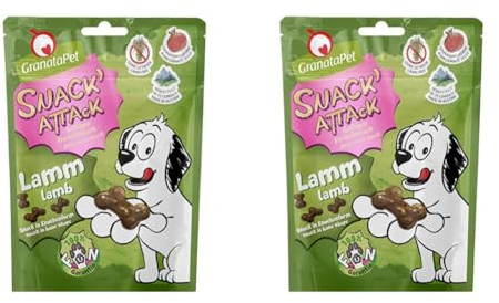GranataPet Snack' Attack Lamm, 100 g, Hundeleckerli ohne Getreide & ohne Zuckerzusätze, Leckerchen für Hunde, weicher Hundesnack (Packung mit 2)