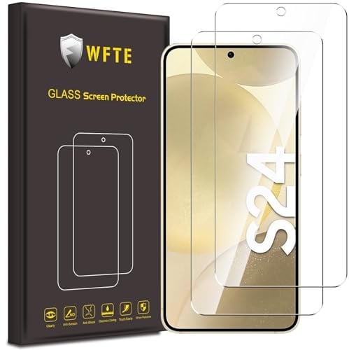 WFTE [2 Stück Schutzfolie für Galaxy S24 5G Panzer Schutz Glas Glasfolie 9H Härte, Anti-Kratzen, Anti-Bläschen Displayschutzfolien Panzer Schutz Glas für S24