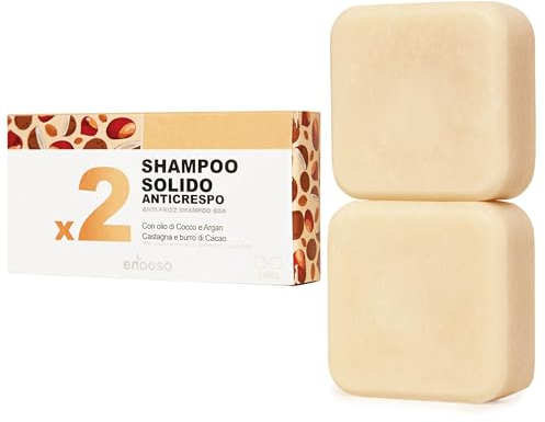 Biologisches festes Shampoo für lockiges und krauses Haar | Sulfate & Silikone | Anti-Frizz und nährend mit Argan- und Kokosöl, Kastanie und Kakao | 100% handwerklich, natürlich, vegan, Made In Italy