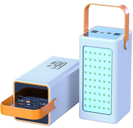 Laptop Power Bank/Camping lamp power bank 66W fast charging 120000 mAh large capacity mobile power supply (80000mA/White【Quick Charge】)