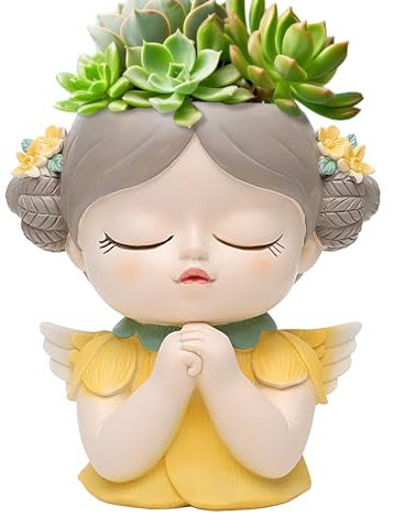 Poupangke Pflanzgefäß mit Gesicht – dekorative weibliche Statue, Mädchenkopf-Pflanzgefäße für Zimmerpflanzen, Blumentöpfe für den Außenbereich, für Kakteen, Sukkulenten