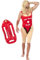 Funidelia | Rettungsschwimmer Kostüm mit aufblasbarer Rettungsweste für Herren Strandwächter, Baywatch, Berufe - Kostüm für Erwachsene & Verkleidung für Partys, Karneval & Halloween - Größe S - M