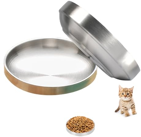 Gamelle Chat en Acier Inoxydable 304 - Bol pour Chaton, Chien, Chiot - 2 Pcs Petit Bol Nourriture pour Moustache