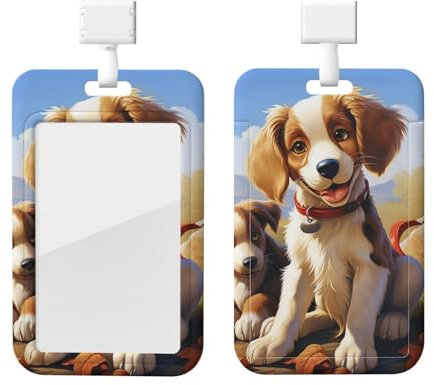 Joli porte-badge d'identification pour animal domestique avec cordon étanche - Porte-étiquette portable pour bureau, infirmière, enseignant, carte de crédit
