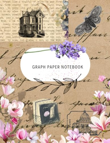 Graph Paper Notebook: Cute Vintage Flower Notebook for Math, Science, Art