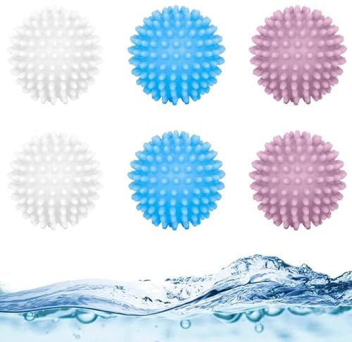 Dryer Ball, 6PCS Blue Laundry Balls, Tumble Dryer Balls Reusable Softener Ball for Clothes Will Come Out Soft Fluffy Fewer Wrinkles and Less Static Cling(3 Colors)