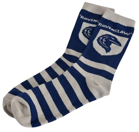 Elbenwald Harry Potter Socken Ravenclaw Wappen für Herren Damen Unisex Baumwolle Blau-Grau - 40-43