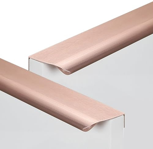 JMCXSM592 2 Stück Möbelgriffe Versteckter,Kleiderschrankgriffe invisibilità,Schrankgriff Aluminium,Türklinken Modernes,Profilgriff Geschwungener,Türgriff Schubladengriff Knöpfe (Roségold,180mm)