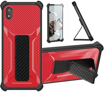 Aroepurt Hülle Für Gigaset GS110 Hülle Case Handyhülle Schutzhülle Cover [mit gehärtetem Glas-Screen-Protector] Hybrid [Folding Support Magnetic] [Frosted Anti-Fingerprint] Rot