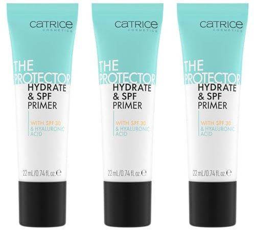 Catrice The Protector Hydrate & SPF Primer, Weiss, feuchtigkeitsspendend, grundierend, schützend, für trockene Haut, vegan, Nanopartikel frei, 3er Pack (3x22ml)