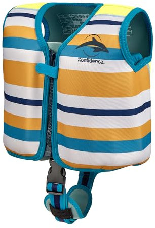 Konfidence Swim Jacket - Chaleco de Natación Premium con Correa de Seguridad Desmontable para Niños | Flotabilidad Ajustable | Cumple con CE | Aprobado por Escuelas (Gelato Mint, L (19-30kgs))